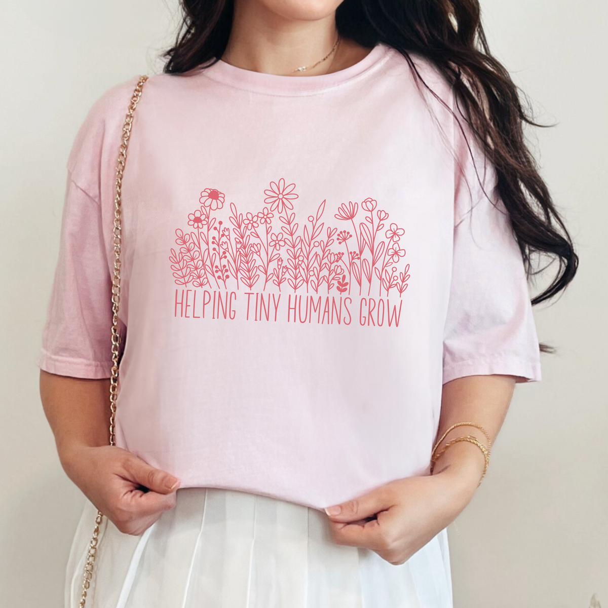 "Helping Tiny Humans Grow" Monochromatic T-Shirt