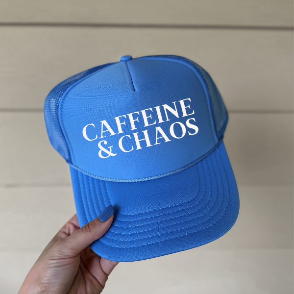 Caffeine and Chaos Trucker Hat