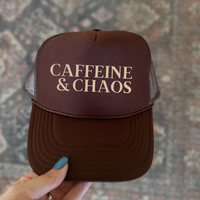 Caffeine and Chaos Trucker Hat