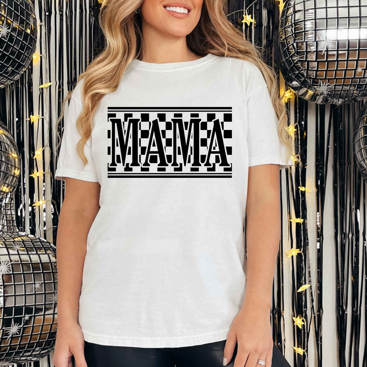 Checkered "MAMA" Graphic Tee