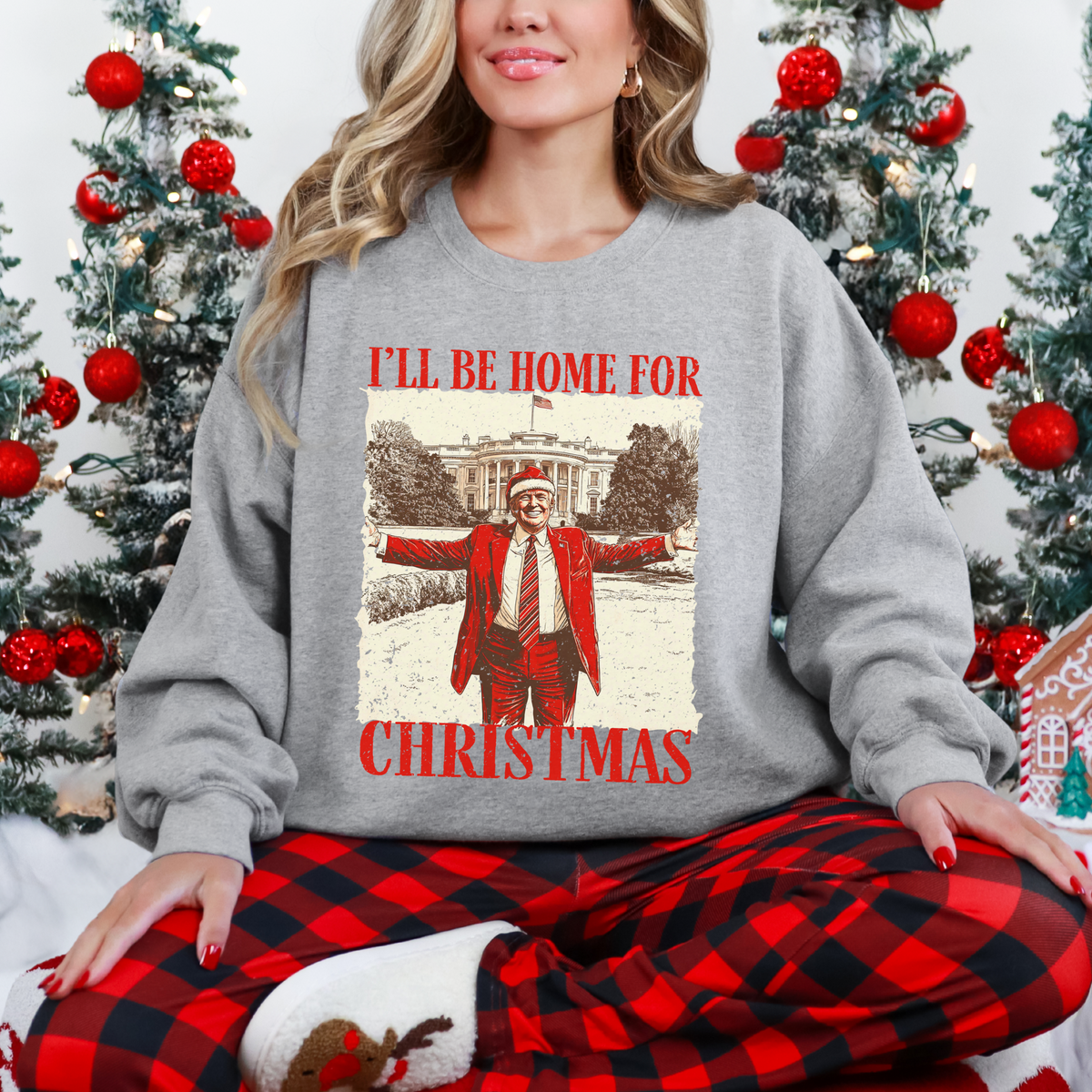 Ill Be Home For Christmas Trump Crewneck