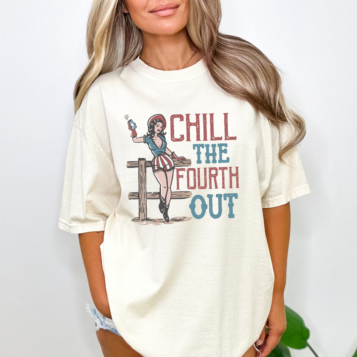 Chill the Fourth Out Vintage Inspired Fourth of July Graphic tee