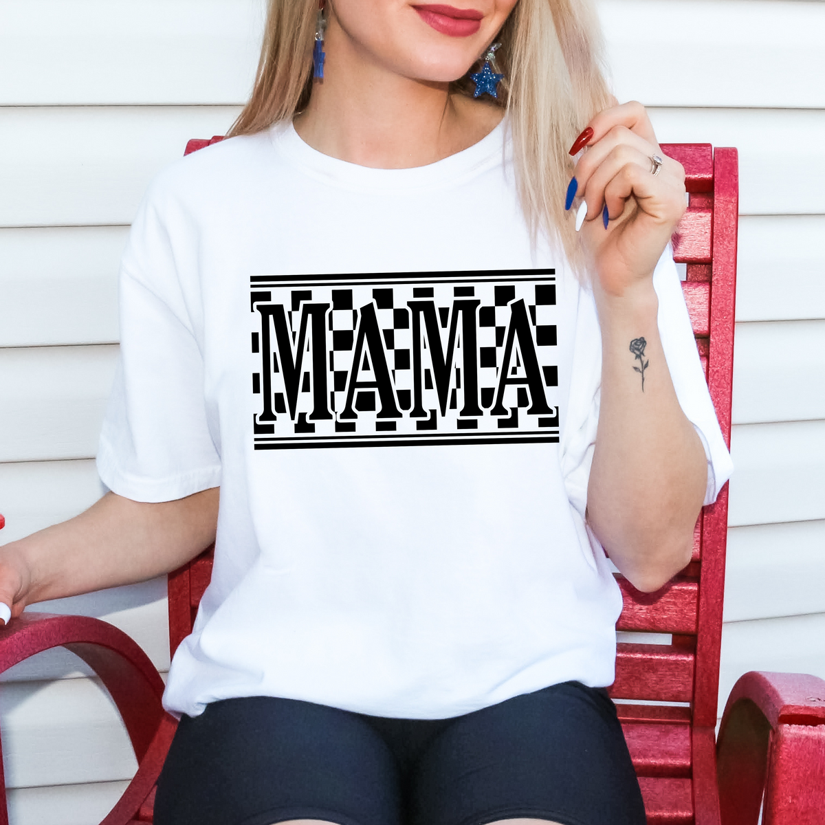 Checkered "MAMA" Graphic Tee