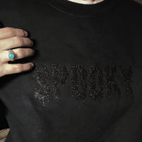 Glittery "Spooky" Embroidered Crewneck Sweatshirt