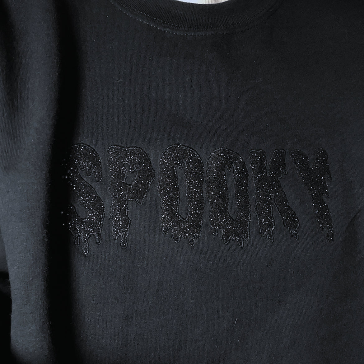 Glittery "Spooky" Embroidered Crewneck Sweatshirt