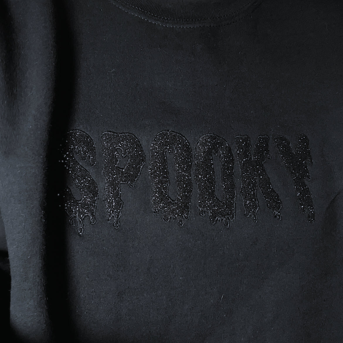 Glittery "Spooky" Embroidered Crewneck Sweatshirt